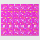 Papier Cadeau Fleur nom personnalisé Bride 55 anniversaire envel (Plat)