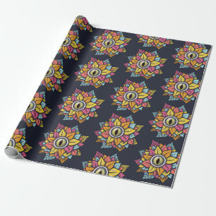 Papier Cadeau Fleur oeil Éffrayant psychédélique colorée