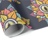 Papier Cadeau Fleur oeil Éffrayant psychédélique colorée (Coin rond)