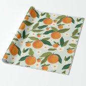 Papier Cadeau Fleur orange (Déroulé)