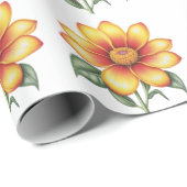 Papier Cadeau Fleur orange (Coin rond)