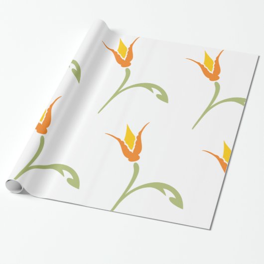 Papier Cadeau Fleur orange (Déroulé)