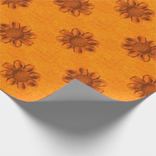 Papier Cadeau Fleur orange (Coin)