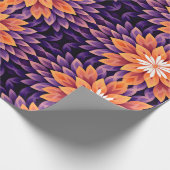 Papier Cadeau Fleur orange violet blanc (Coin)