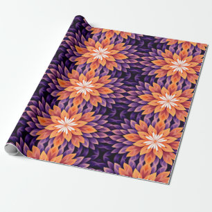 Papier Cadeau Fleur orange violet et blanc