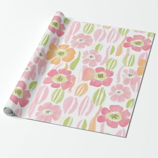 Papier Cadeau Fleur pastel rétro (1) (Déroulé)