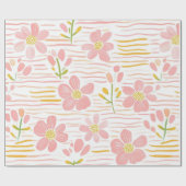 Papier Cadeau Fleur pastel rétro (6) (Plat)