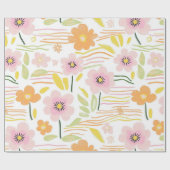 Papier Cadeau Fleur pastel rétro (7) (Plat)