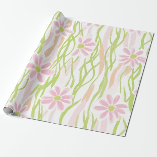 Papier Cadeau Fleur pastel rétro (8) (Déroulé)