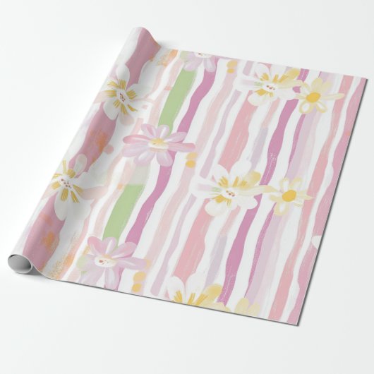 Papier Cadeau Fleur pastel rétro (9) (Déroulé)