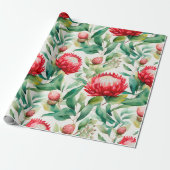 Papier Cadeau Fleur Protea autochtone australienne (Déroulé)