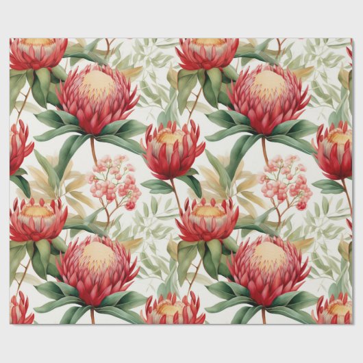 Papier Cadeau Fleur Protea autochtone australienne II (Plat)