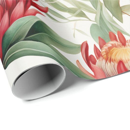 Papier Cadeau Fleur Protea autochtone australienne II (Coin rond)