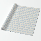 Papier Cadeau Fleur Rétro Bleu Clair Et Crème (Déroulé)