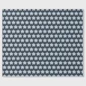 Papier Cadeau Fleur Rétro Bleu Clair et Navy (Plat)