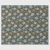 Papier Cadeau Fleur Rétro Bleue et Jaune (Plat)