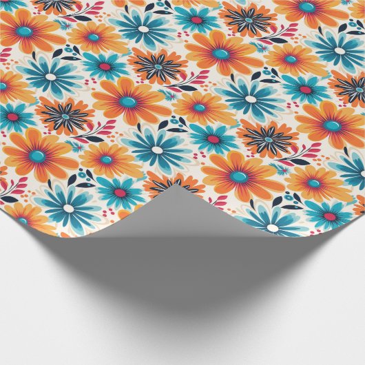 Papier Cadeau Fleur Retro Boho (Coin)