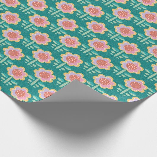 Papier Cadeau Fleur rétro ressort (Coin)