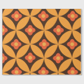 Papier Cadeau Fleur rétro sur la feuille de cercle orange du mil (Plat)