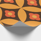 Papier Cadeau Fleur rétro sur la feuille de cercle orange du mil (Coin)