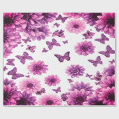 Papier Cadeau Fleur Romantique Rosée (Plat)