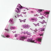 Papier Cadeau Fleur Romantique Rosée (Déroulé)
