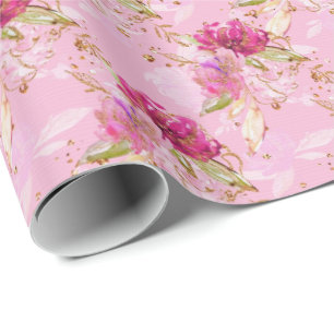 Papier Cadeau Fleur rose