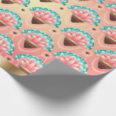 Papier Cadeau Fleur rose corail Art déco (Coin)