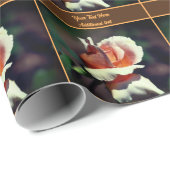 Papier Cadeau Fleur Rose de pêche personnalisée (Coin rond)