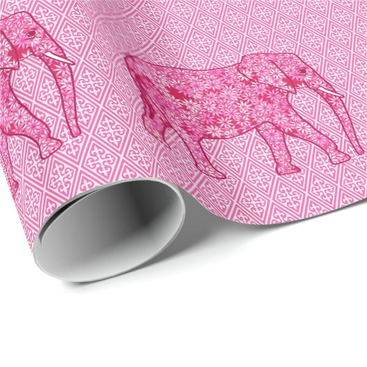Papier Cadeau Fleur - rose fuchsia (Coin rond)