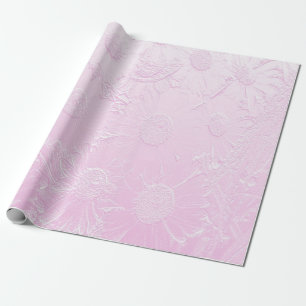 Papier Cadeau Fleur rose gravée