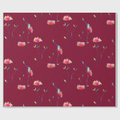 Papier Cadeau Fleur rose japonaise abstraite simple et moderne (Plat)