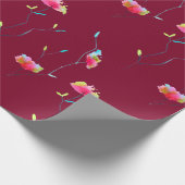 Papier Cadeau Fleur rose japonaise abstraite simple et moderne (Coin)