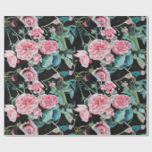 Papier Cadeau Fleur rose rose Aquarelle Peinture Art Rose (Plat)