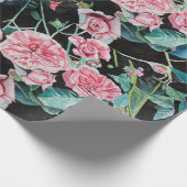 Papier Cadeau Fleur rose rose Aquarelle Peinture Art Rose (Coin)