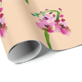 Papier Cadeau Fleur rose Verbascum art floral (Coin rond)