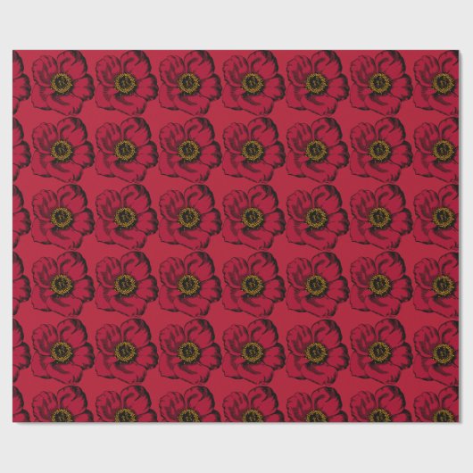 Papier Cadeau Fleur rouge (Plat)