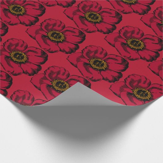 Papier Cadeau Fleur rouge (Coin)