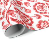 Papier Cadeau Fleur Rouge (Coin rond)