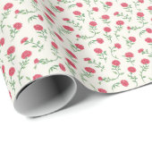 Papier Cadeau Fleur rouge charmante (Coin rond)