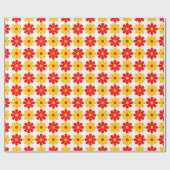 Papier Cadeau Fleur rouge et jaune (Plat)