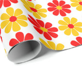 Papier Cadeau Fleur rouge et jaune (Coin rond)