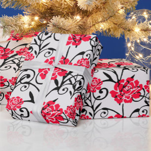 Papier Cadeau Fleur rouge Floral Illustration Motif Design