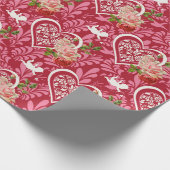 Papier Cadeau Fleur rustique Coeurs rouges bébé ange (Coin)