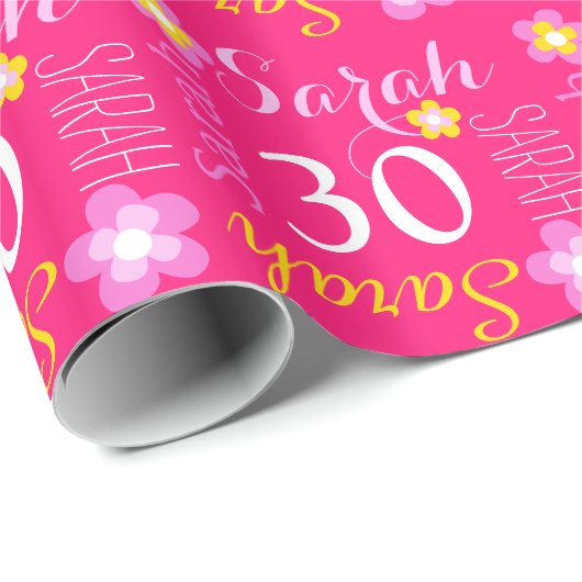 Papier Cadeau Fleur Sarah nommée faite sur commande enveloppe de (Coin rond)