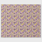 Papier Cadeau Fleur sauvage 3D Pressé moderne Jaune et violet (Plat)