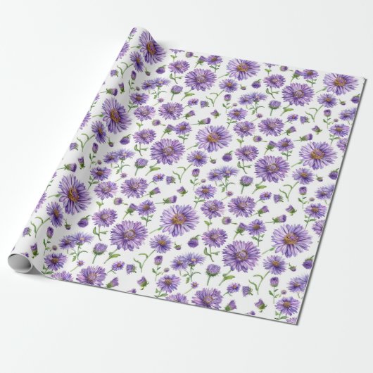Papier Cadeau Fleur sauvage américain New England Aster (Déroulé)