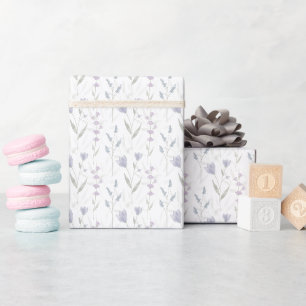 Papier Cadeau Fleur sauvage aquarelle bleu violet