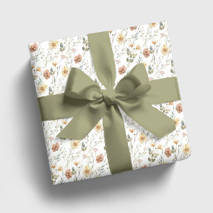 Papier Cadeau Fleur sauvage aquarelle boho