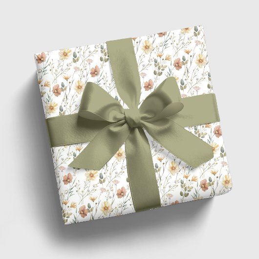 Papier Cadeau Fleur sauvage aquarelle boho